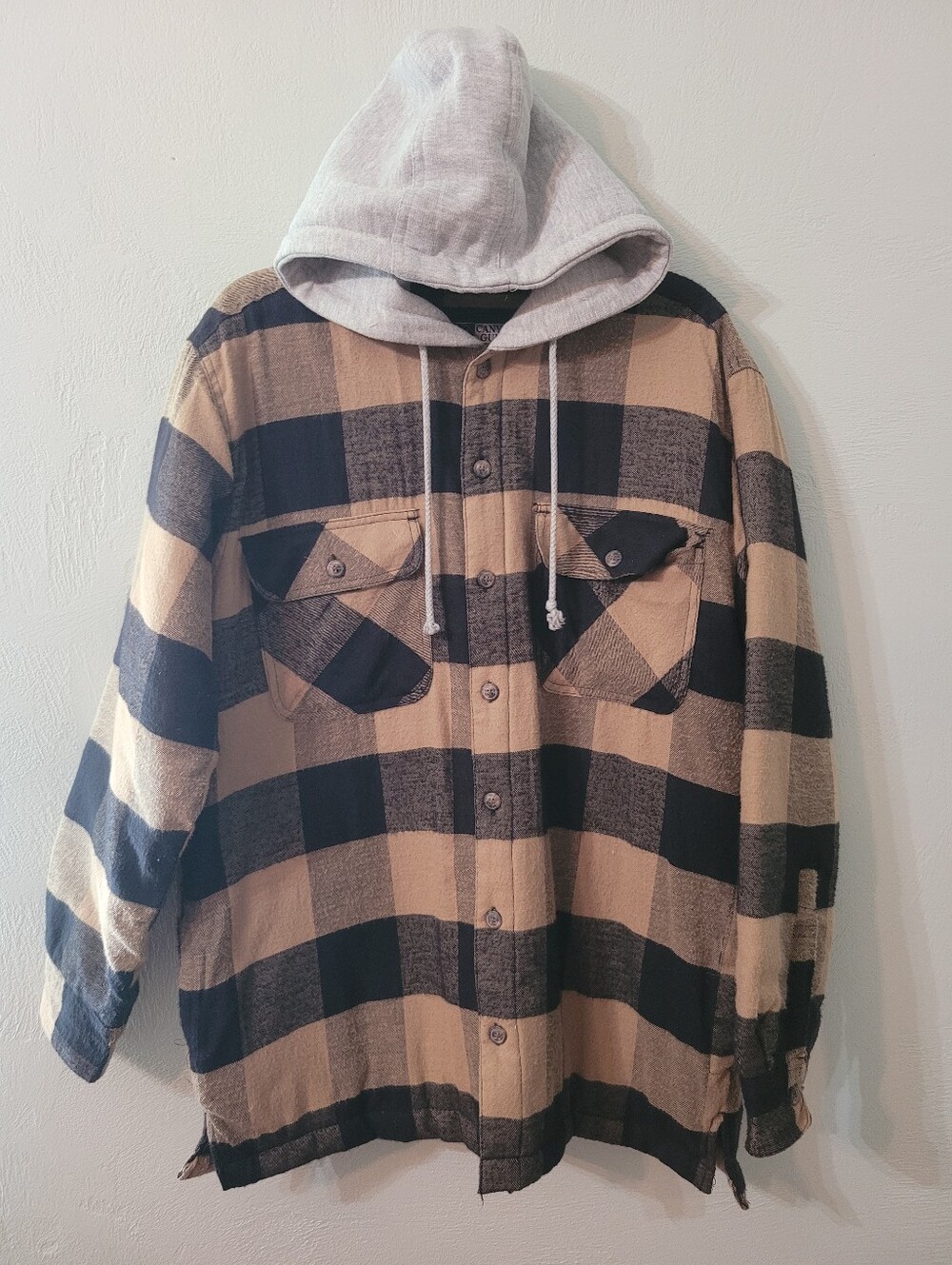 Canyon Guide Outfitters Cotton Blend Hooded Plaid Flannel Jacket Size Large
